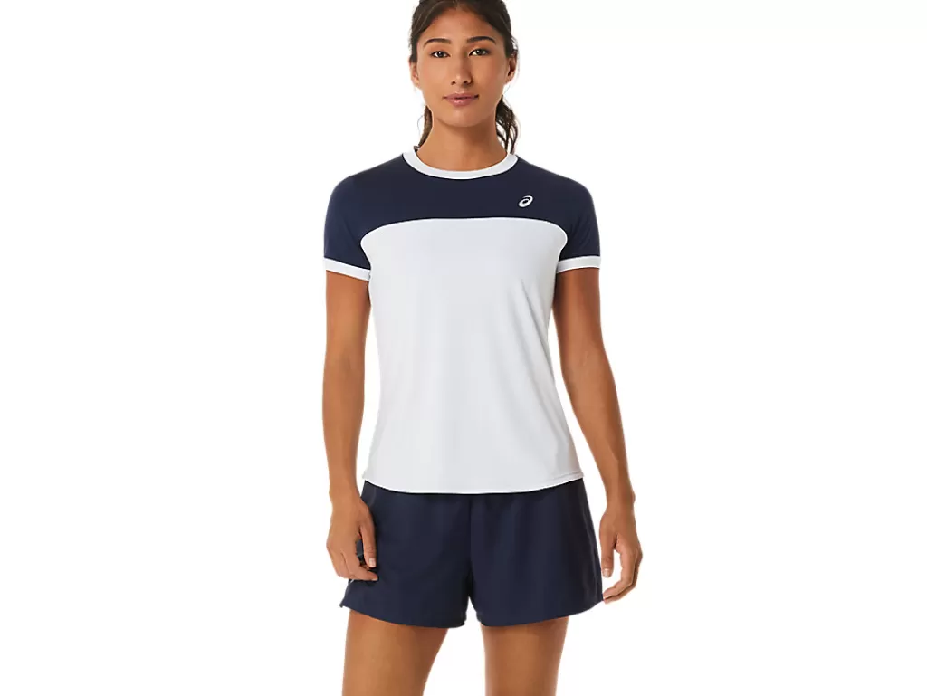 ASICS Kleding | Tennis>COURT SS TOP Brilliant White/Midnight