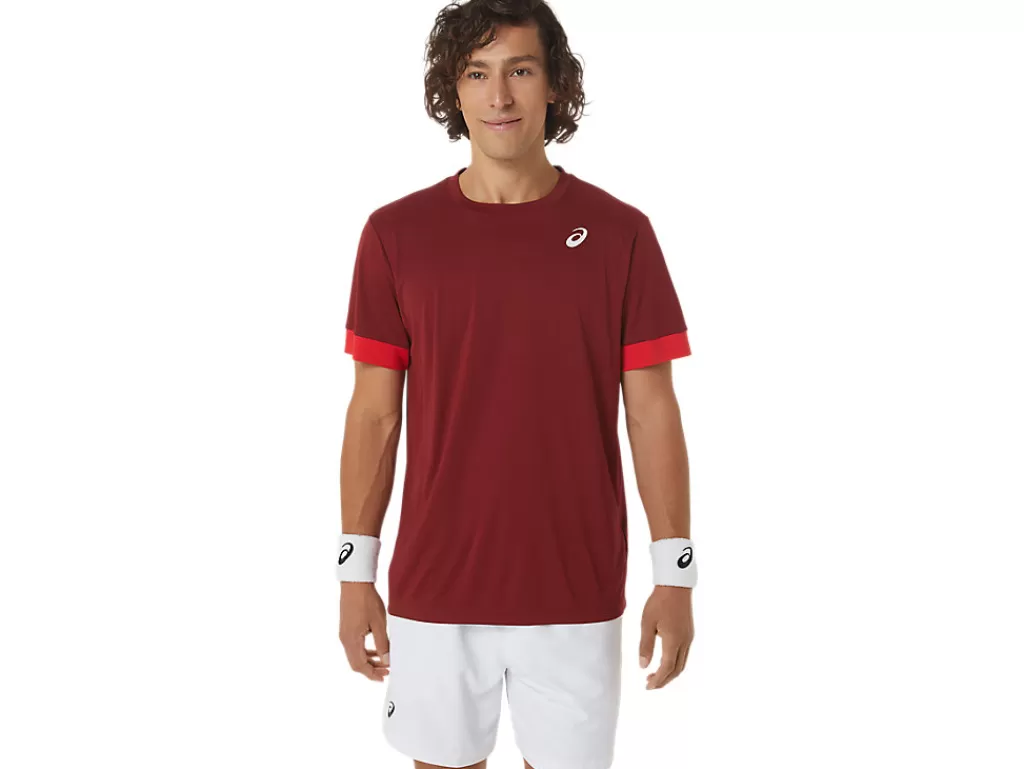 ASICS Kleding | Tennis>COURT SS TOP Beet Juice/Classic Red