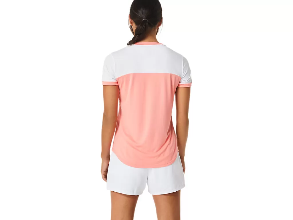 ASICS Kleding | Tennis>COURT SS TOP Guava/Brilliant White