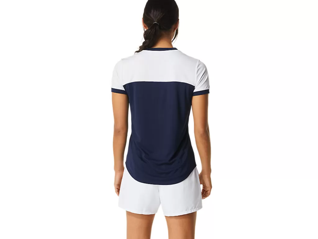 ASICS Kleding | Tennis>COURT SS TOP Midnight/Brilliant White