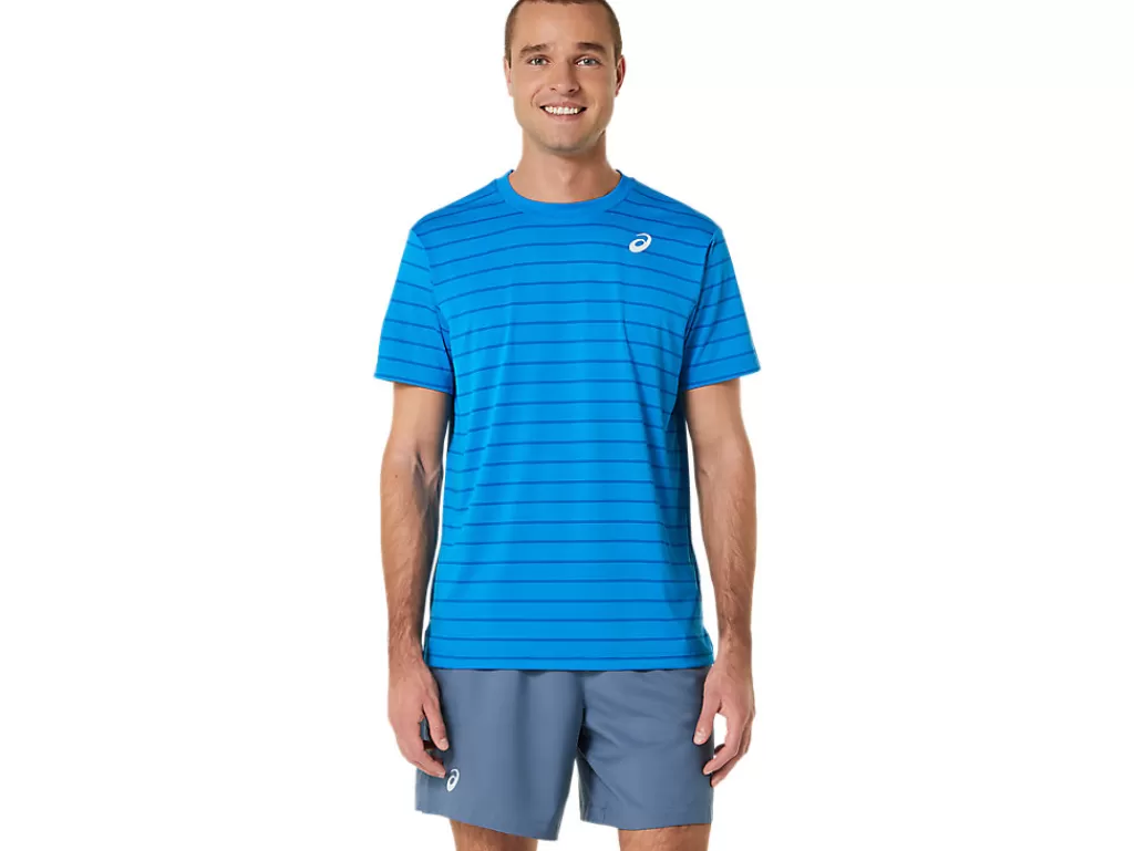 ASICS Kleding | Tennis>COURT STRIPE SS TOP Directoire Blue