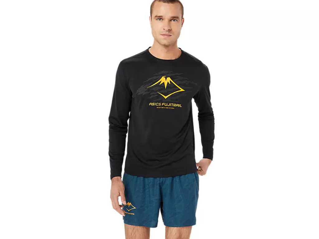 ASICS Kleding | Trail running>FUJITRAIL LOGO LS TOP Performance Black/Carbon/ Fellow Yellow