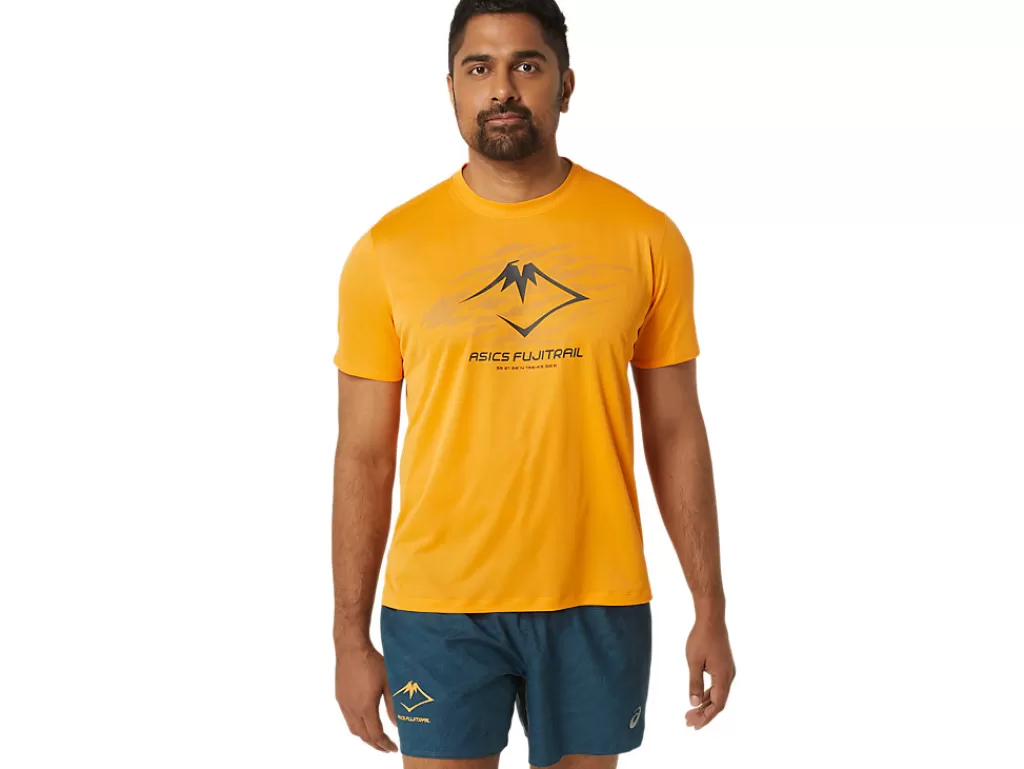 ASICS Kleding | Trail running>FUJITRAIL LOGO SS TOP Fellow Yellow/Lichen Green/Graphite Grey