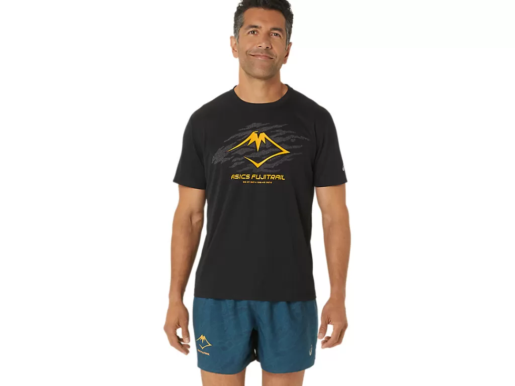 ASICS Kleding | Trail running>FUJITRAIL LOGO SS TOP Performance Black/Carbon/Fellow Yellow