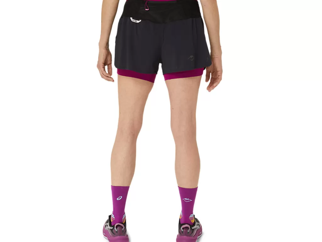 ASICS Kleding | Trail running>FUJITRAIL 2-N-1 SHORT Performance Black/Blackberry