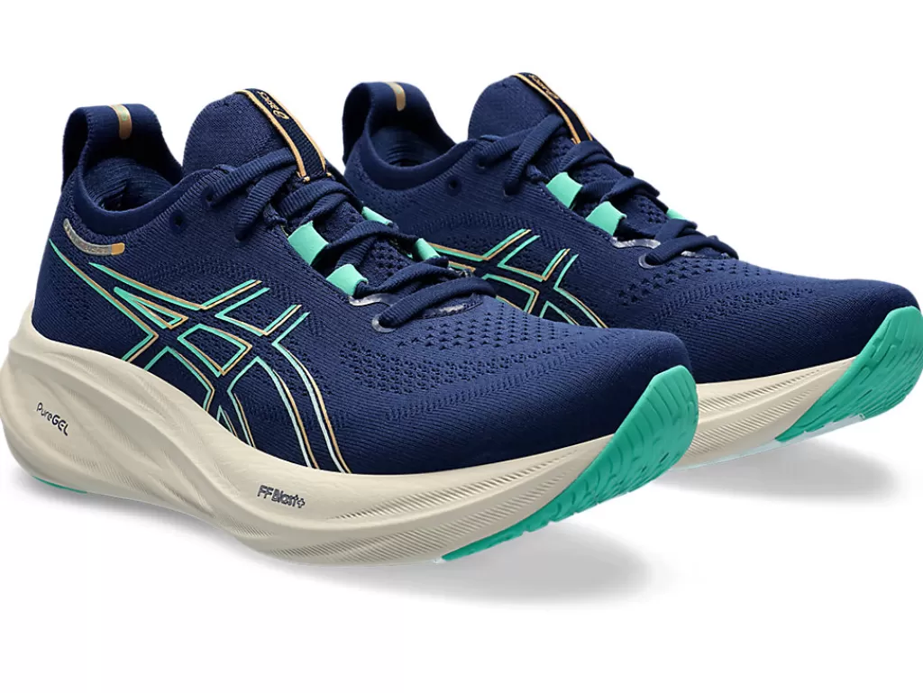 ASICS GEL-NIMBUS™ | Hardloopschoenen>GEL-NIMBUS 26 Blue Expanse/Aurora Green