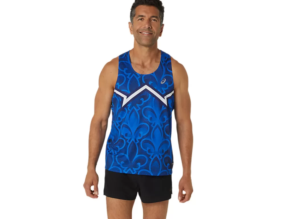 ASICS Kleding | Hardlopen>NATIONS RUN SINGLET Blue