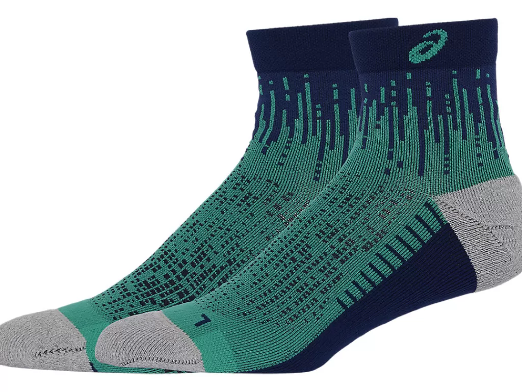 ASICS Hardlopen | Sokken>PERFORMANCE RUN SOCK QUARTER Aurora Green/Blue Expanse